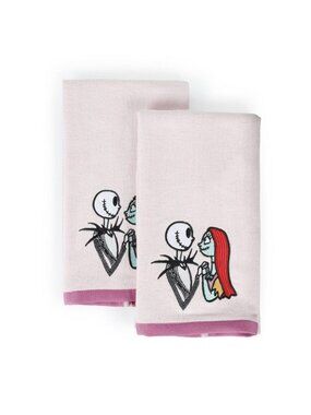 2 Disney Nightmare Before Christmas Jack & Sally Hand Towels 15x25 Pink Purple